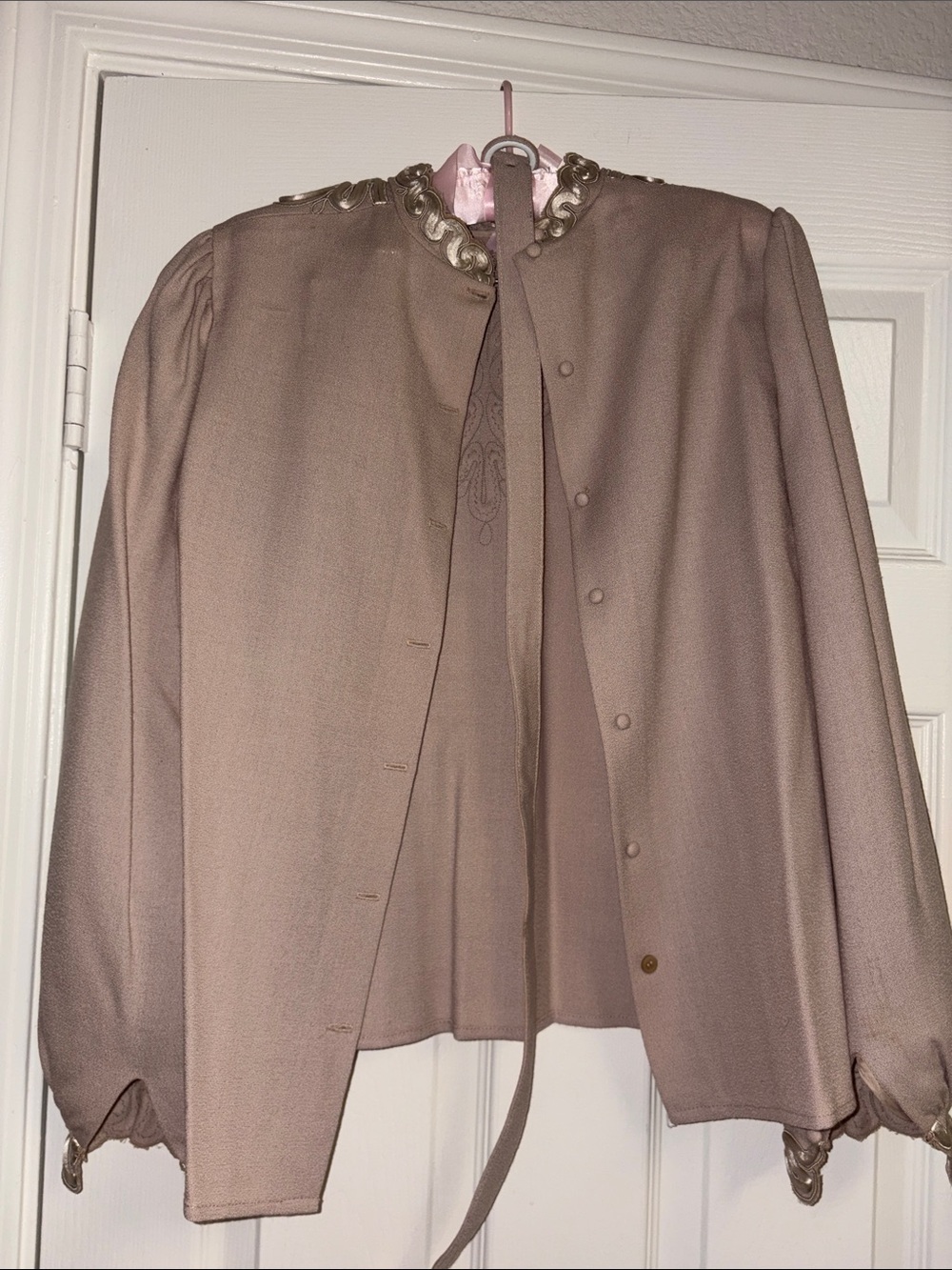 Women's Taupe Decorative Collar Jacket and skirt size 10